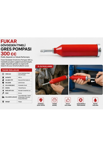 Fukar Gövdeden İtmeli Gres Pompası 300 Cc