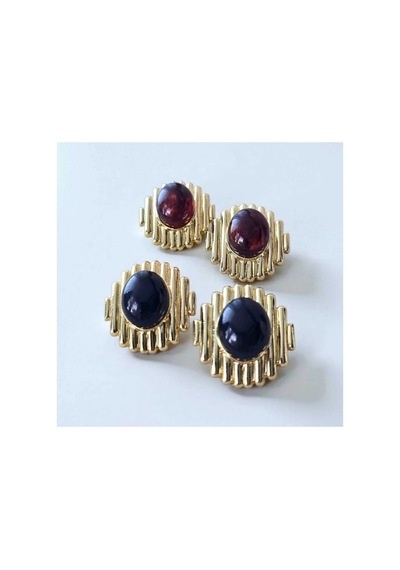 Lunarie Art Deco Çizgili Vintage Statement Küpe Altın