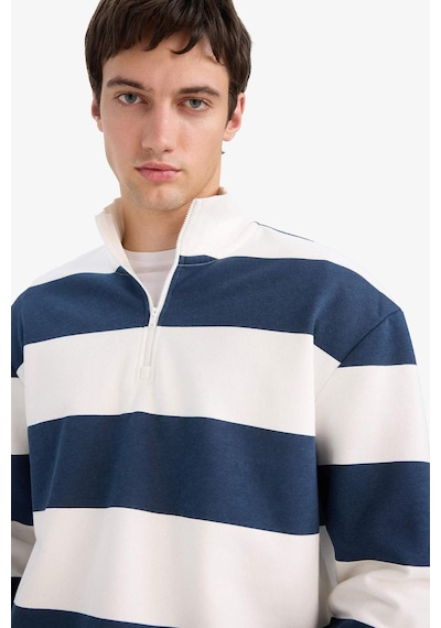 Defacto Boxy Fit Dik Yaka Yarım Fermuarlı Çizgili Sweatshirt C7045ax25aunv94 Lacivert-nv94 Defacto Boxy Fit Dik Yaka Yarım Fermuarlı Çizgili Sweatshirt C7045ax25aunv94 Lacivert-nv94