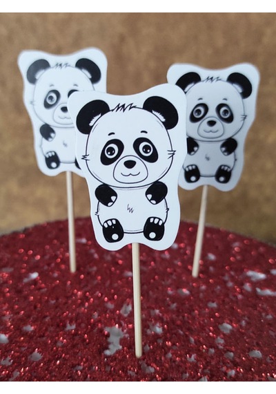 30 Adet Dekoratif Karton Sevimli Panda Şeklinde Pasta Kürdanı 6,5 Cm