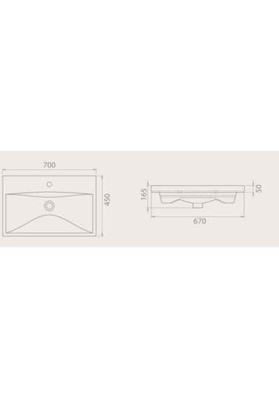 Turkuaz Seramik Frame 031100-U  Etajerli Lavabo 70 x 45 CM