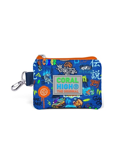 Coral High Kids Saks Grafiti Desenli Bozuk Para Çantası 21896 Saks Mavi