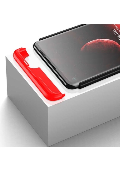 Realme 7 Kılıf Zore Ays Kapak Siyah-Kırmızı