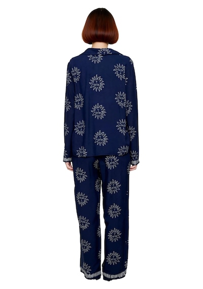 Ersefa Kadın Güneş Baskılı Gömlek Ve Pantolon Pijama Takımı Fonksiyonel lacivert