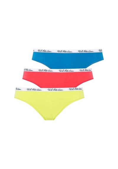 U.S. Polo Assn. Kadın Mercan - Neon Yeşil - Turkuaz   3 Lü Slip 66288 Yeşil
