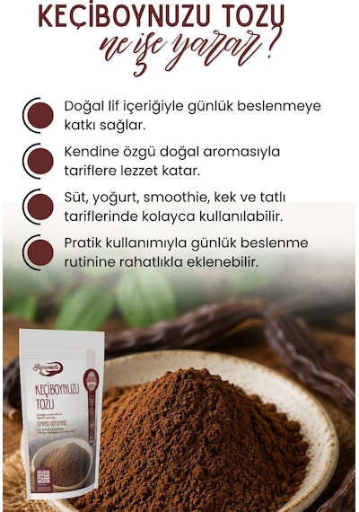 250 Gr Keçiboynuzu Tozu Unu Harnup Unu Bebek Ek Gıda Çekirdeği Ile Öğütülmüştür