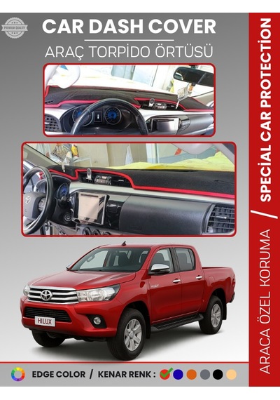 Toyota Hılux Revo 2015-2020 Torpido Örtüsü Ön Göğüs Koruma Araca Özel Uv Koruma - 612 Stiloto