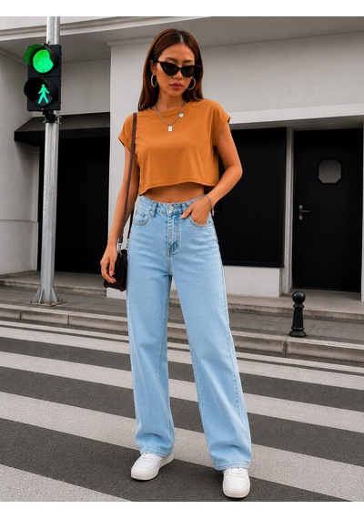 Bonnywıll Bonnywılll Bisiklet Yaka Düşük Kol Crop T-shırt Turuncu