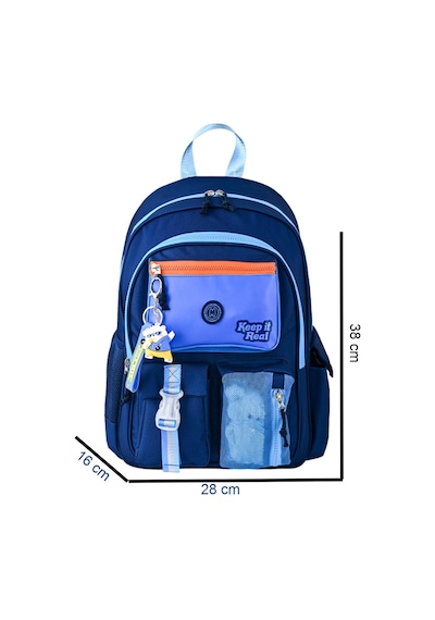 Muggle 3 Bölmeli Deep Blue Okul Sırt Çantası + Beslenme Çantası + Kalemlik Mavi