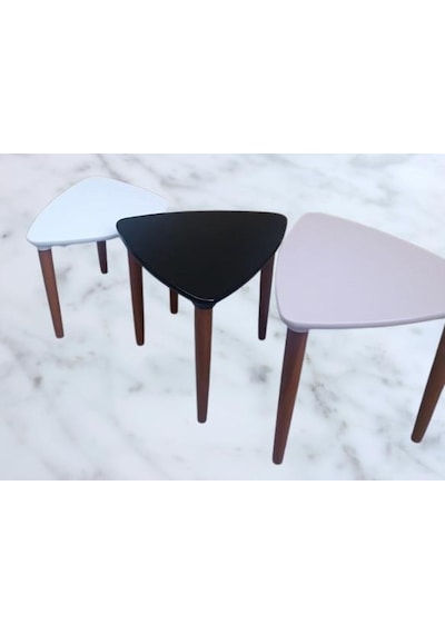 Zigon Sehpa Model 90517 Konik Ayak Üçgen Tabla Üç Renk Kutuda Sevk El Yapım