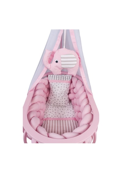 TommyBaby Lina Sepet Beşik Ahşap Beşik Örgülü Uyku Setli Doğal Ahşap Beşik