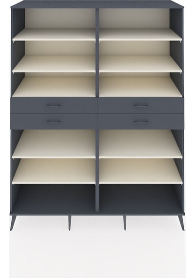 Kronos Gardrop 10 Raflı 4 Çekmeceli 176x59x221 Antrasit-aytaşı/antrasit Aytaşı/antrasit