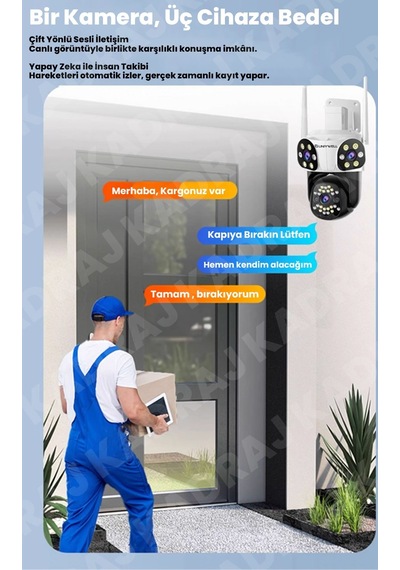 Wıfı Güvenlik Kamerası 9mp 12v Dc 2 Yönlü Ses Hareket Algılama Tam Renki Gece Görüşü Alarm Uzaktan İzmele