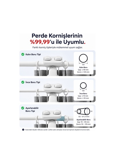 Kablosuz Perde Motoru Boru Tipi