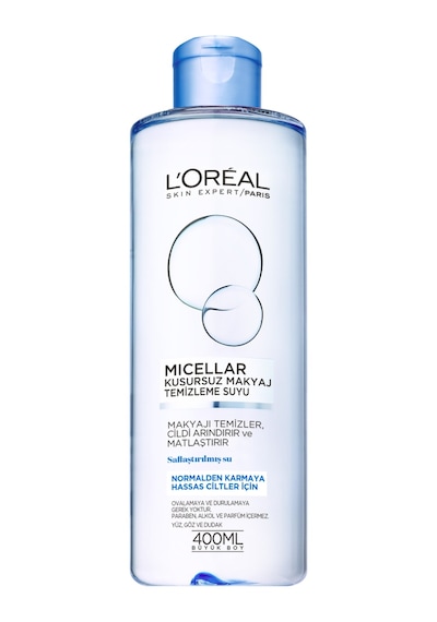 L'Oreal Paris Micellar Normalden Karmaya Hassas Ciltler için Kusursuz Makyaj Temizleme Suyu 400 ML
