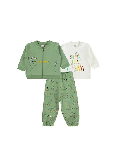 Civil Baby Dıno Nakışlı Hırkalı 6-18 Ay Takım - Haki