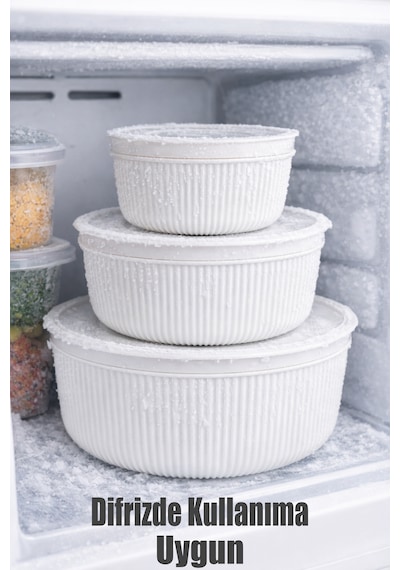 Saklama Kabı 3'lü Set 1550 - 1000 - 550ml Depolama Kutusu - Gıda Çerezlik Hobi Çok Amaçlı Box Beyaz