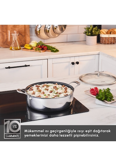 Karaca Plasma Steel 316+ 3Ply Yanmaz Yapışmaz Çelik Karnıyarık Tencere 28 cm