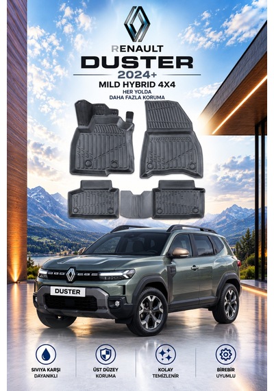 Renault Duster 4x4 2024+ Aracınıza Özel Üretim Havuzlu Paspas Takımı A+ -mod-