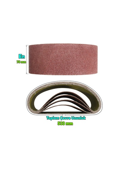 10 Adet Sonsuz Bant 100 Kum Tank Palet Zımpara Kağıdı 75 X 533 Mm