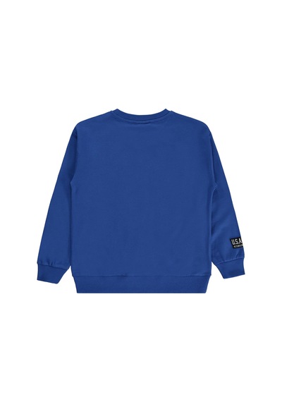 Silversun Kids Silversun Basic Etiket Armalı 8-13 Yaş Sweatshirt - Mavi Saks Mavisi
