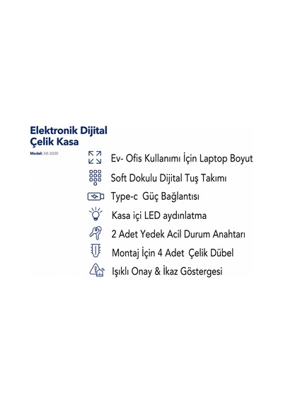 X-bay Dijital Çelik Kasa Laptop Boy