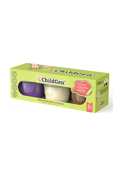ChildGen 125 Gr 3'lü Oyun Hamuru Set Koyu Ton