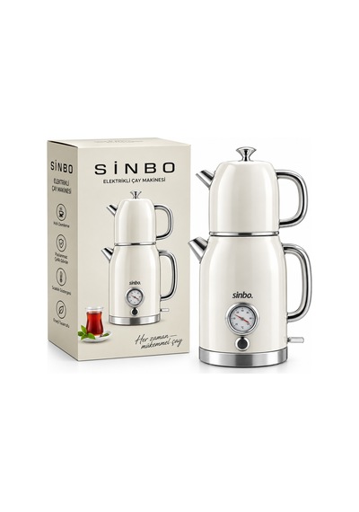 Elektrikli Retro Çay Seti 1600w Cam Demlik 1.8l+1l Derece Göstergeli