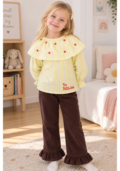 Fesshera Kız Çocuk Takım Gömlek Ve Pantolon 1-5 Yaş Sarı-kahverengi Fesshera Kız Çocuk Takım Gömlek Ve Pantolon 1-5 Yaş Sarı-kahverengi