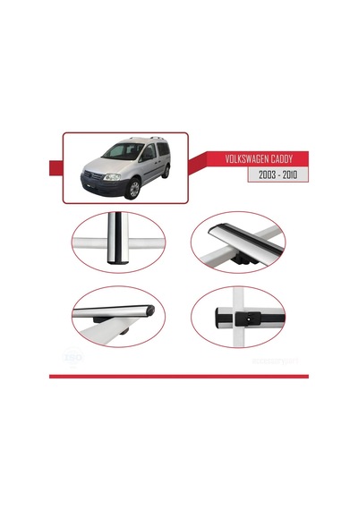Volkswagen Caddy 2003-2010 Arası İle Uyumlu Basic Model Ara Atkı Tavan Barı Gri 3 Adet