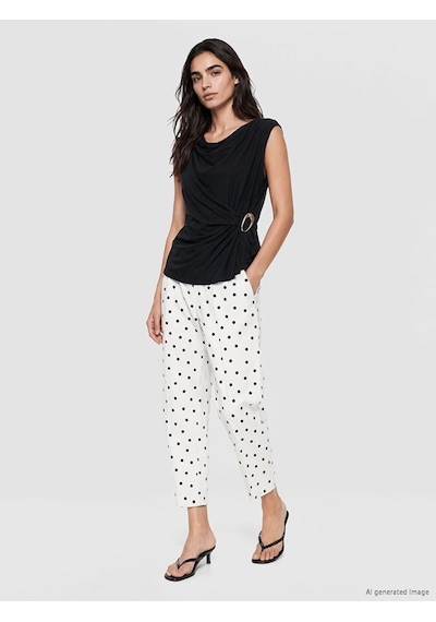 Lcw Vision Ekru Regular Fit Puantiyeli Kadın Pantolon