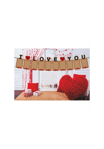 I Love You Kraft Kağıt Foto Banner - 24 cm x 120 cm