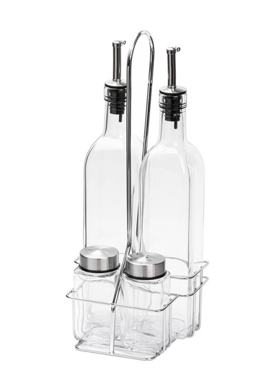 Tnt-8695835410449-sın 807800203-metal Standlı 4lü Cam Sosluk Seti 500ml/80ml Şeffaf