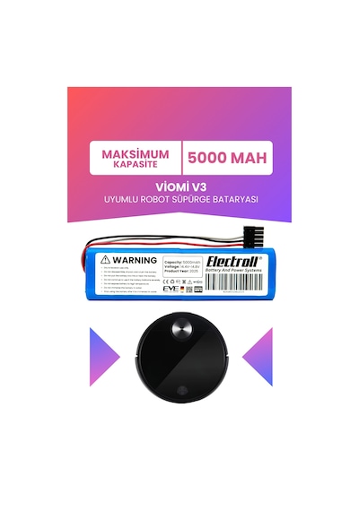 Viomi V3 Uyumlu Batarya Yüksek Kapasite 5000mah Pil Robot Süpür