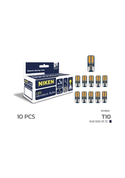 Niken Led Ampul T10 Canbus Park Ledi 24 Ledli 6500k Turuncu 12v-24v 10'lu Paket