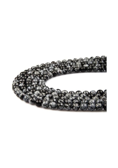 Karlı Obsidyen Doğal Taş Dizi 8 mm Küre Kesim Gri
