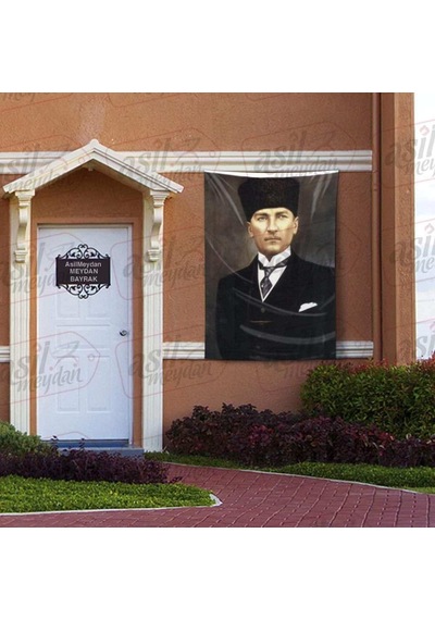 Mavi Gözlü Ulu Önder Gazi Mustafa Kemal Atatürk Portre - Poster Bayrak 100x150 Cm 1