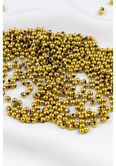 2 Renk Karışık Gold Tonunda 4 Mm Plastik İnci Boncuk Aksesuar Malzemesi 25 Gr