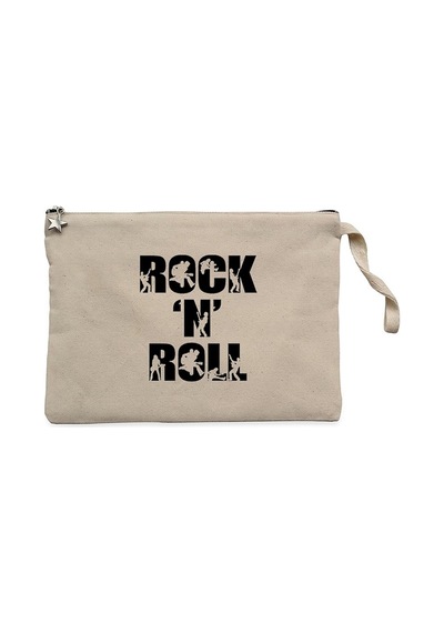 Black Rock 'N' Roll Text  Krem Clutch Astarlı Cüzdan / El Çantası Krem