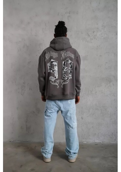 Veraura Lifestyle Erkek 98 Baskılı Kapşonlu Sweat - Gri