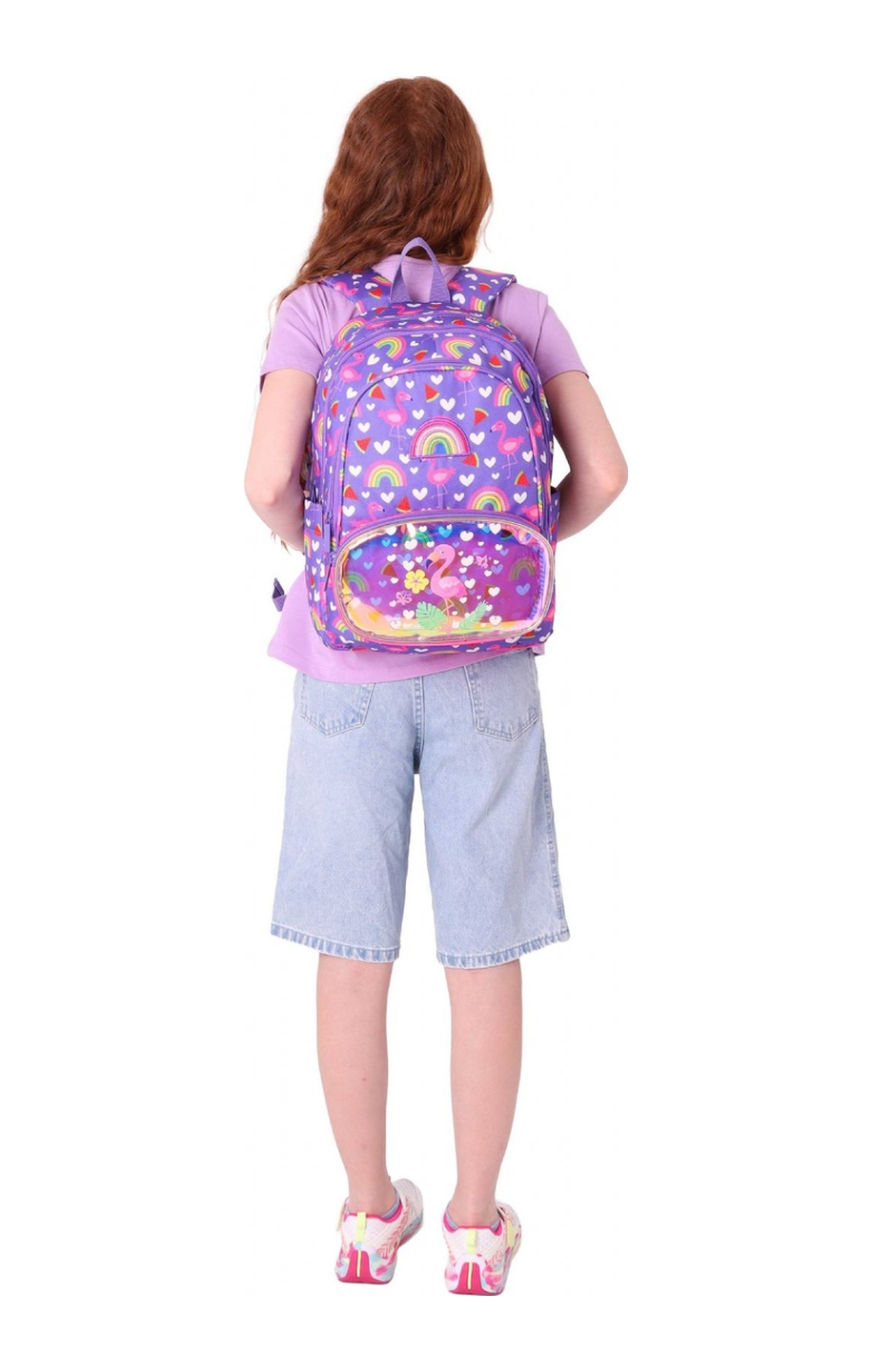 Kaukko Kids Üç Gözlü Kız Çocuk Okul Sırt Çantası Flamingo Nakışlı Ve Baskılı - L5226 Pembe - Mor