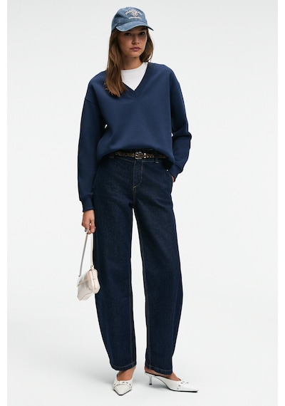 Grimelange ARINEL Kadın V Yaka Regular Fit Lacivert Sweatshirt