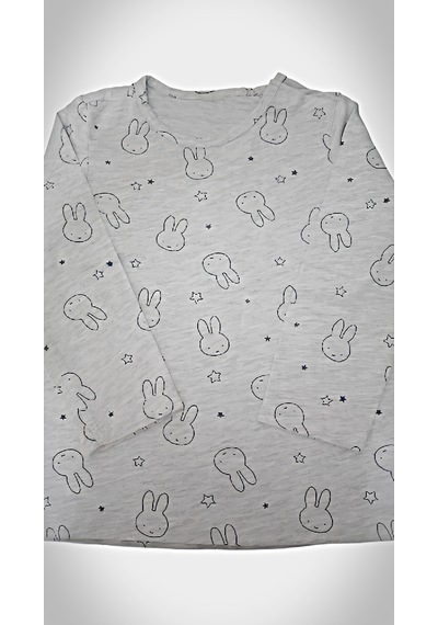 H&m Bebek Tavşan Desenli Pamuklu Uzun Kollu Tişört 3-6 Ay