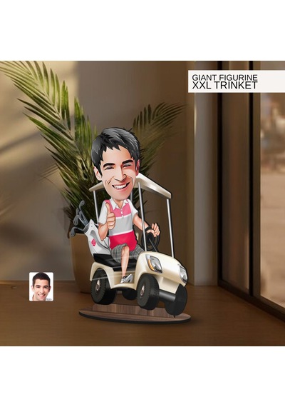 Bk Gift Kişiye Özel Golf Oyuncusu Karikatürlü Büyük Boy Ahşap Biblo-6 Arkadaşa Hediye , Sevgiliye Hediye, Kişiye Özel Biblolar