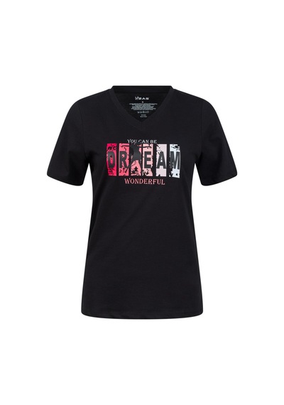 2as Alone Baskılı V Yaka Kadın T-shirt 404 Siyah