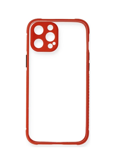 Apple iPhone  Uyumlu  12 Kılıf Miami Şeffaf Silikon - Kırmızı