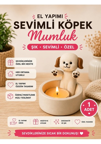 Sevimli Köpek Mumluk Beyaz