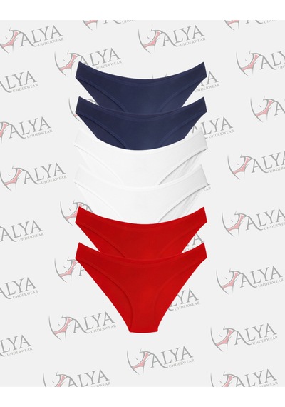 Alya Underwear Kadın Külot, Renkli Pamuklu Slip Külotlar Bikini Kesim 5'li Paket Çok Renkli Multicolor - A02