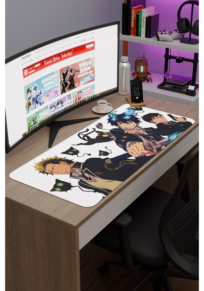 Ao No Exorcist Blue Exorcist Anime V5 - 90x40 Xxl Gaming Kauçuk Kaymaz Taban Mouse Pad Fare Altlığı