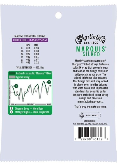 Martin Co Ma535s Marquis Phosphor Bronze Akustik Gitar Teli Cstm Lt 11-52